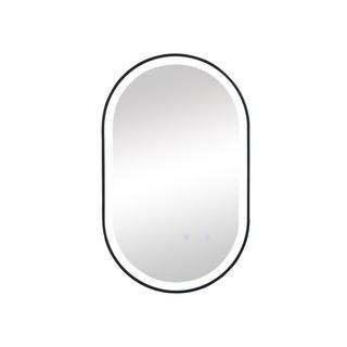 Vente-unique Badezimmerspiegel oval mit Beleuchtung beschlagfrei - 50 x 80 cm - Schwarze Kontur - ALARICO  