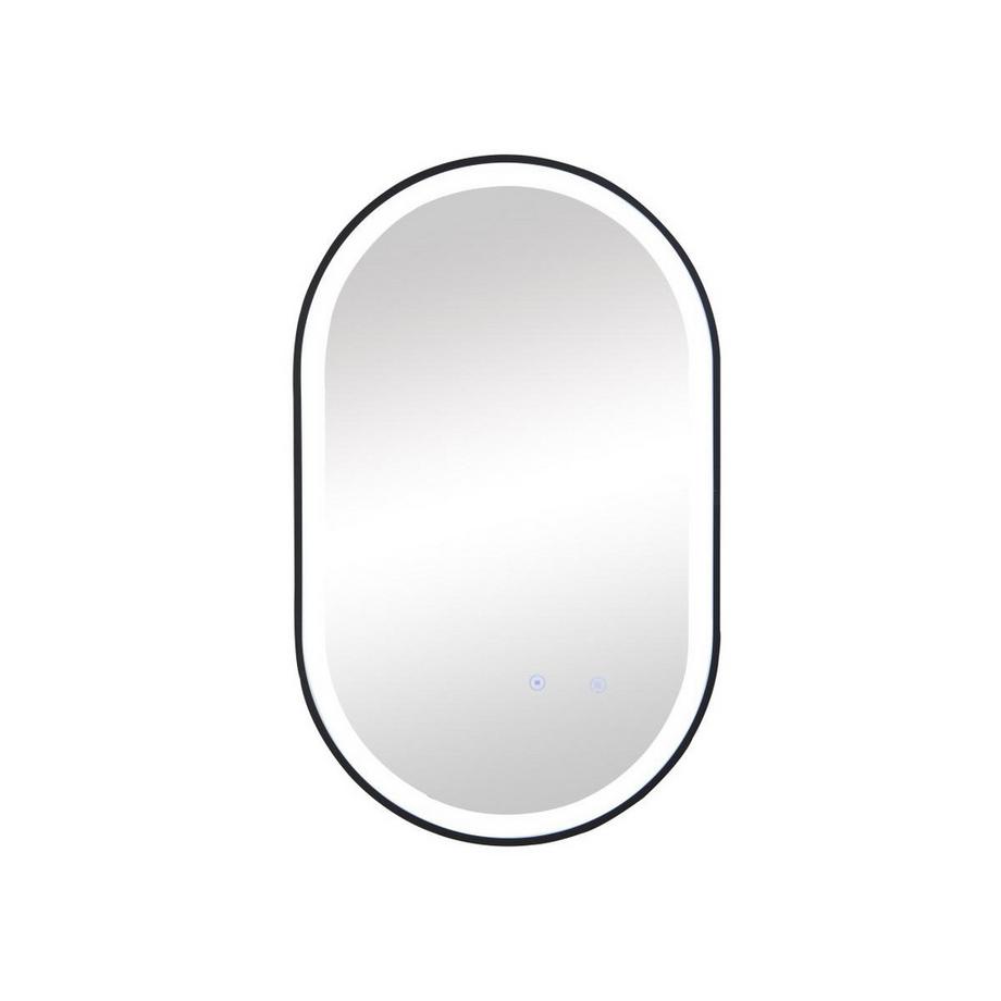 Vente-unique Specchio per bagno luminoso ovale antiappannamento con contorno 50 x 80 cm Nero - ALARICO  