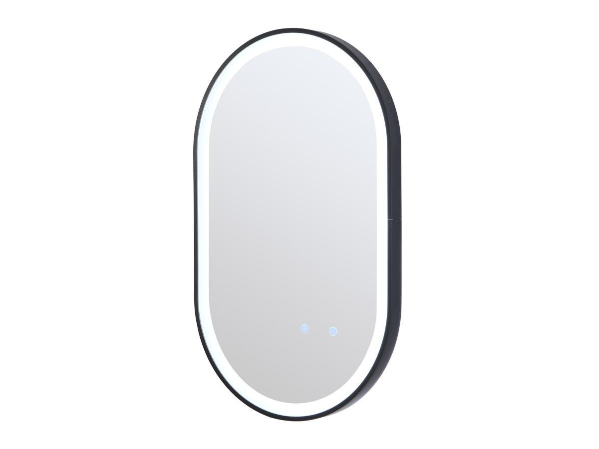 Vente-unique Badezimmerspiegel oval mit Beleuchtung beschlagfrei - 50 x 80 cm - Schwarze Kontur - ALARICO  