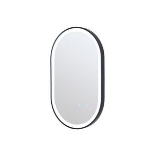 Vente-unique Badezimmerspiegel oval mit Beleuchtung beschlagfrei - 50 x 80 cm - Schwarze Kontur - ALARICO  