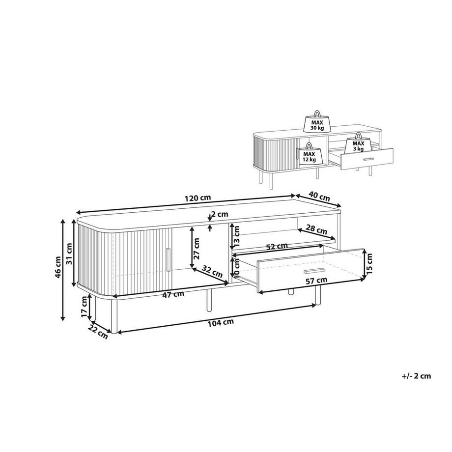 Beliani Mobile TV en Fibra a media densità (MDF) Industriale JOSE  