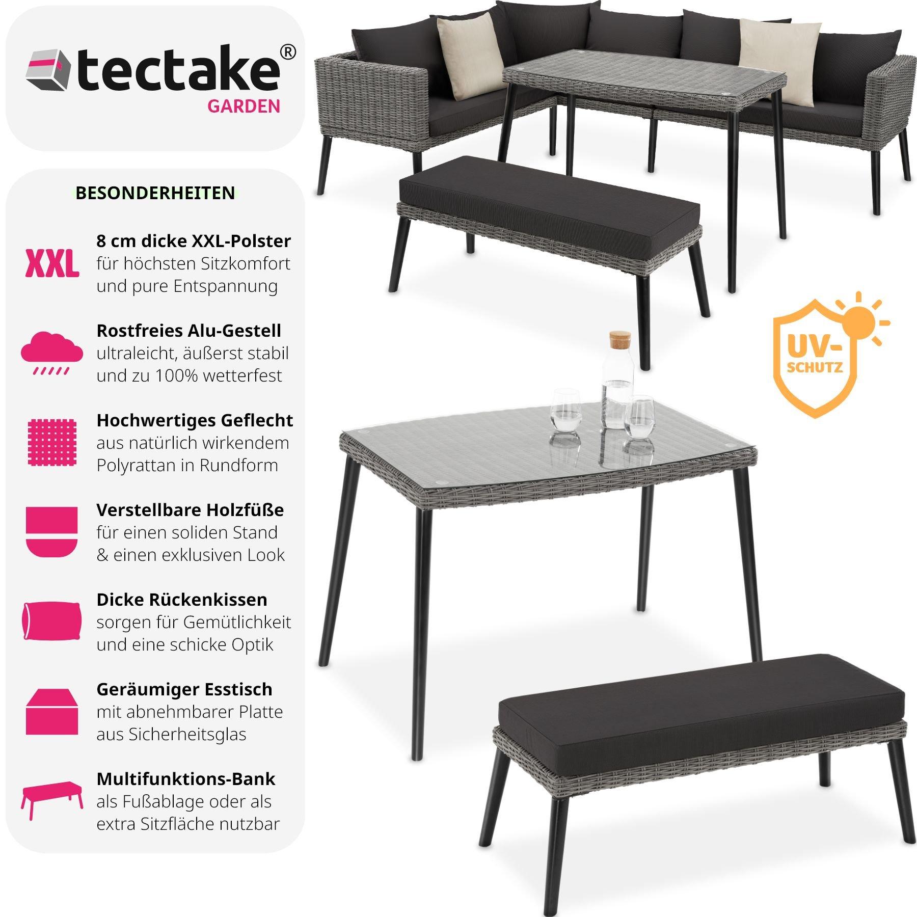 Tectake Rattan Lounge mit Aluminiumgestell Pula  