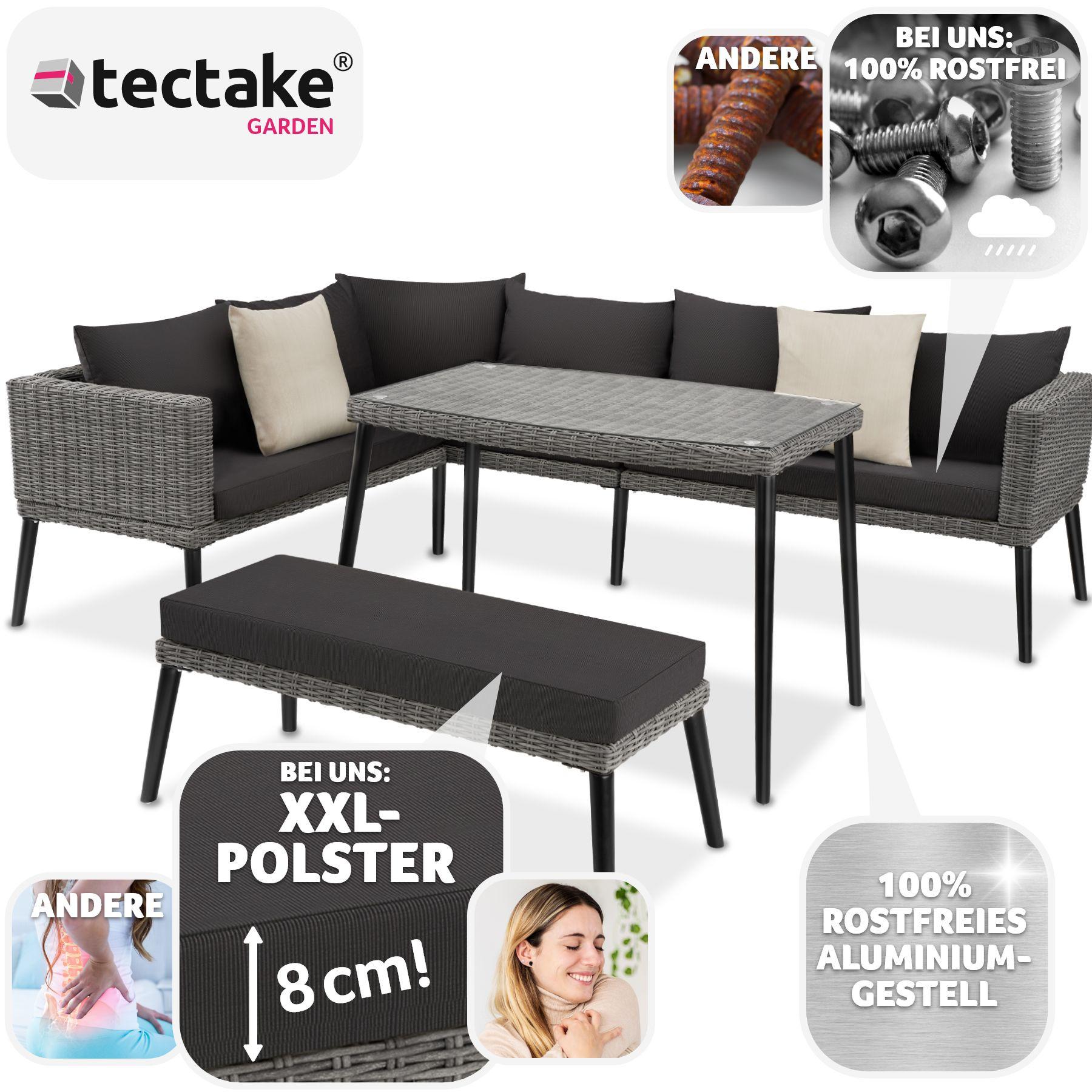 Tectake Rattan Lounge mit Aluminiumgestell Pula  