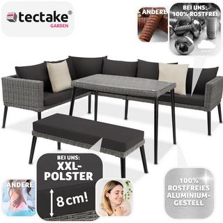 Tectake Salon en rotin avec cadre en aluminium Pula  