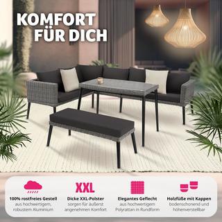 Tectake Rattan Lounge mit Aluminiumgestell Pula  