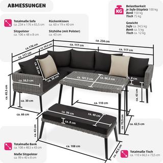 Tectake Rattan Lounge mit Aluminiumgestell Pula  