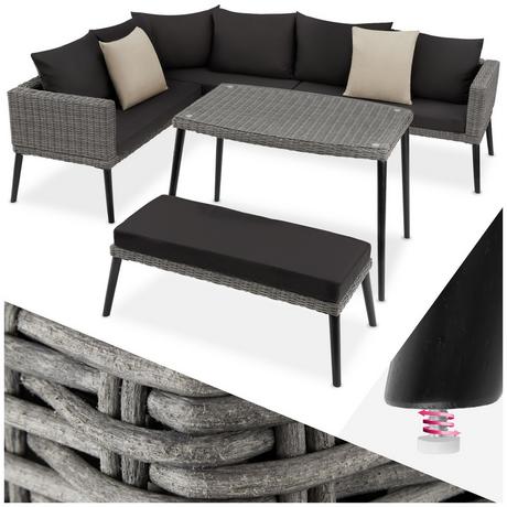 Tectake Rattan Lounge mit Aluminiumgestell Pula  