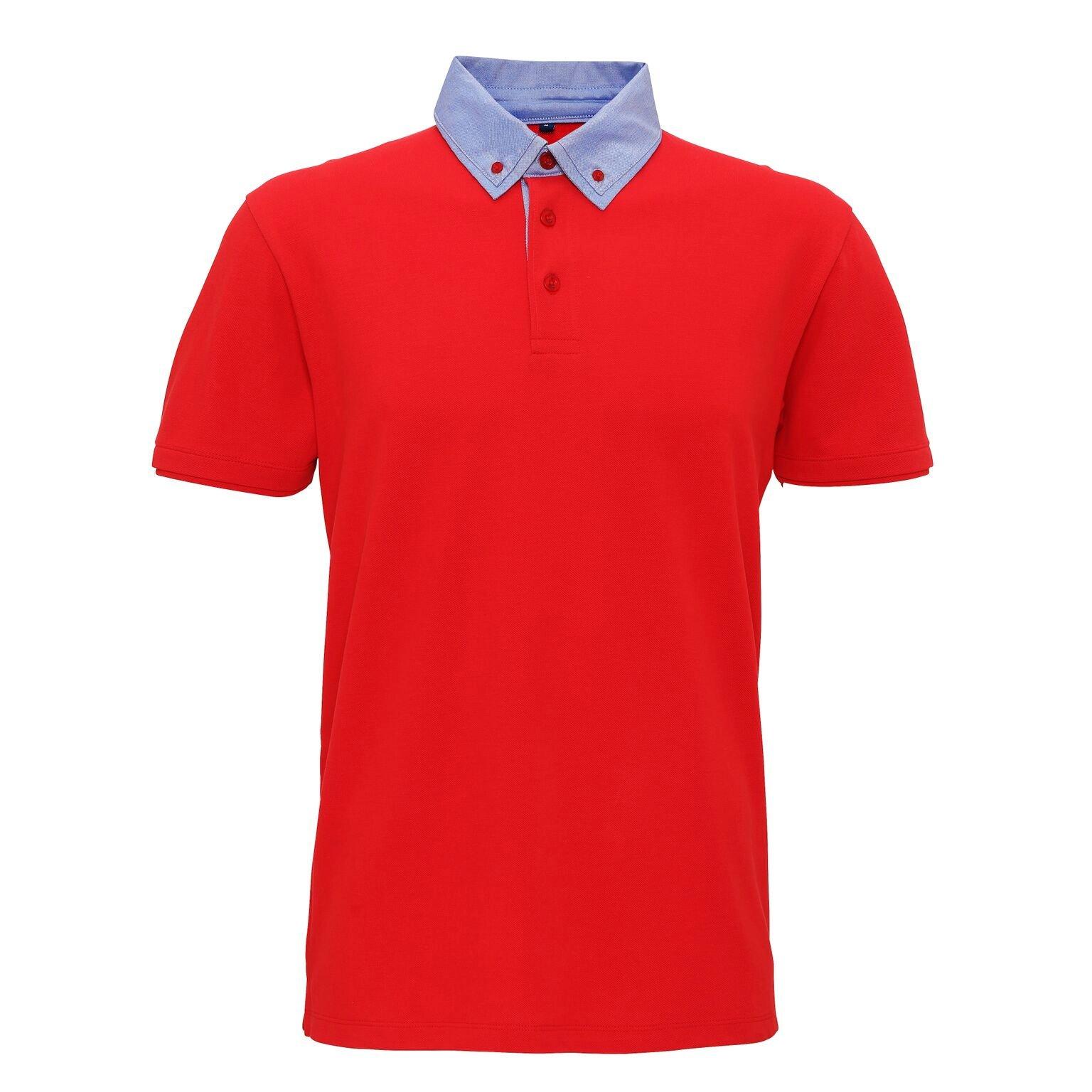 Image of Poloshirt Mit Chambraybuttondownkragen Herren Rot Bunt 3XL