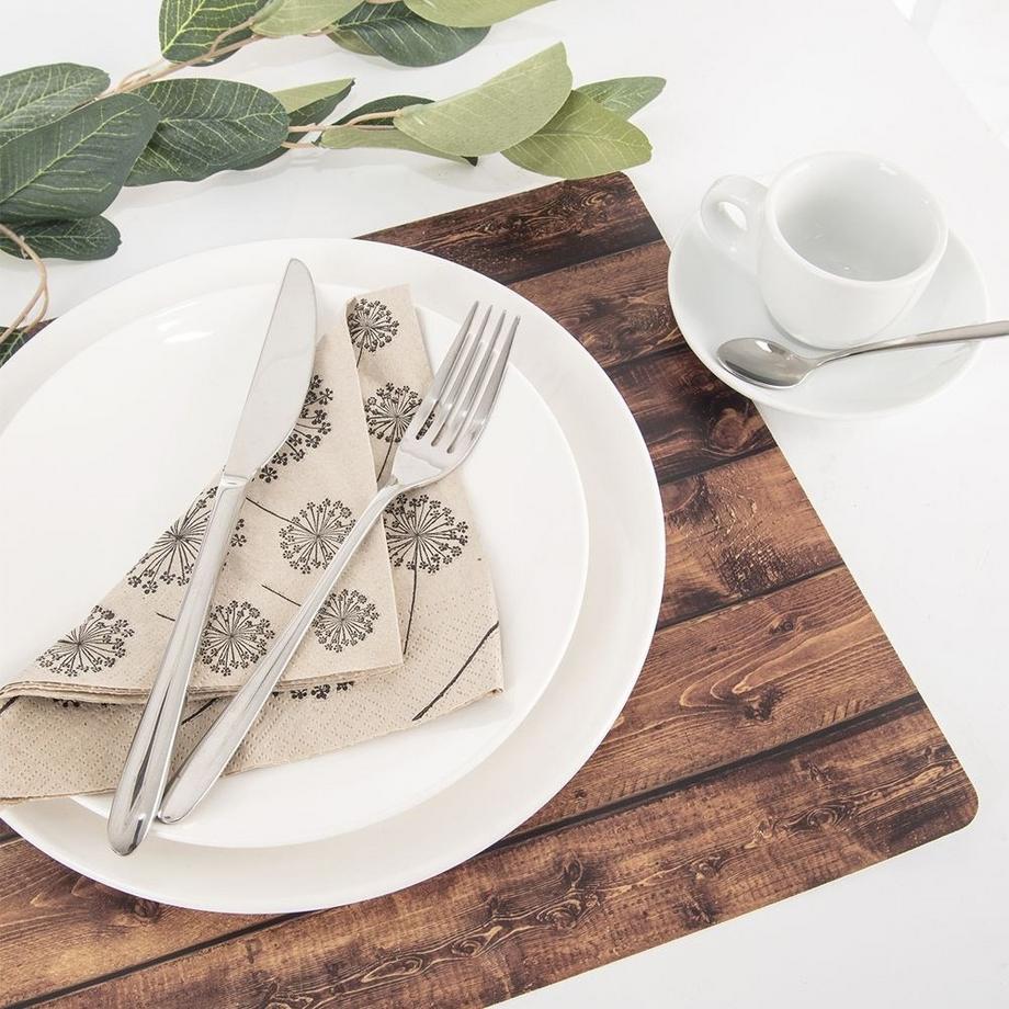 Orion  Tapis de cuisine rectangulaire en plastique imitation bois pour une table élégante 