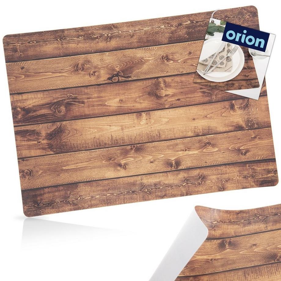 Orion  Tapis de cuisine rectangulaire en plastique imitation bois pour une table élégante 