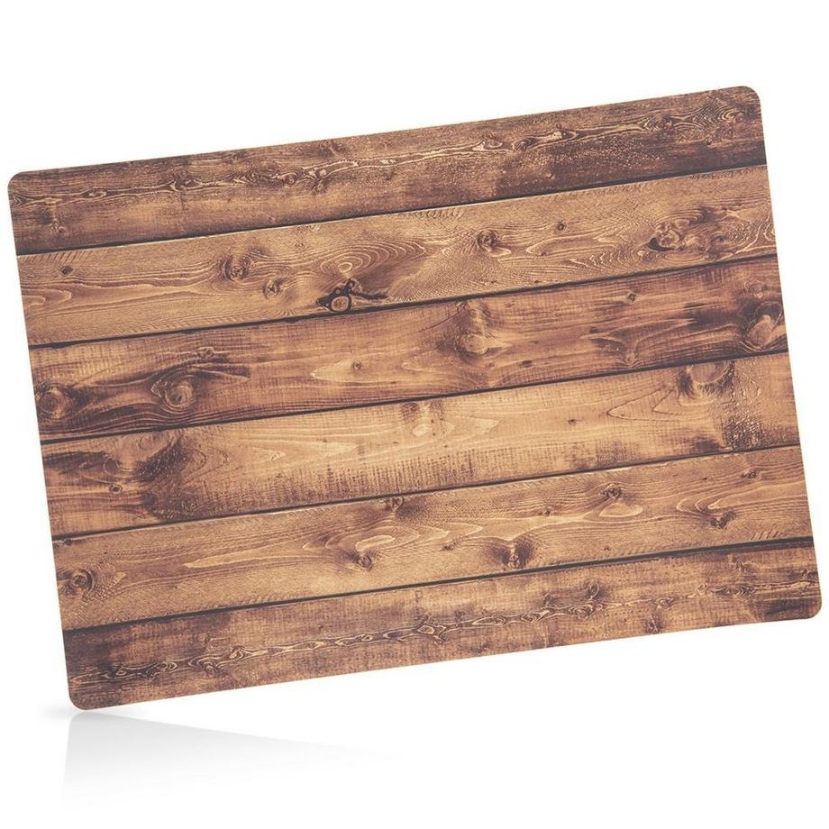 Orion  Tapis de cuisine rectangulaire en plastique imitation bois pour une table élégante 