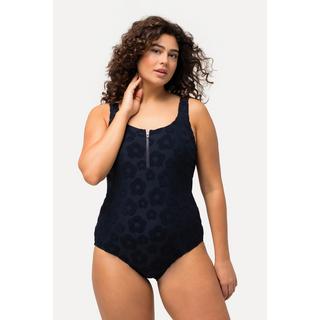 Ulla Popken  Maillot de bain à zip sans bonnets souples, motif floral 