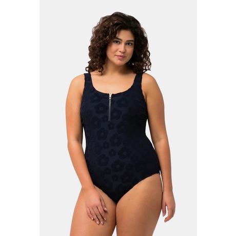 Ulla Popken  Maillot de bain à zip sans bonnets souples, motif floral 