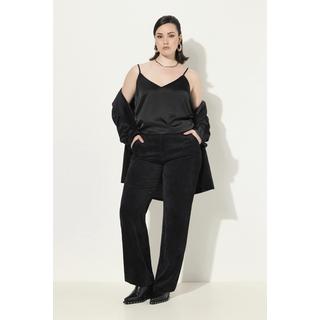 Ulla Popken  Pantaloni eleganti modello Mary in velluto a coste con gamba ampia e cintura comfort 