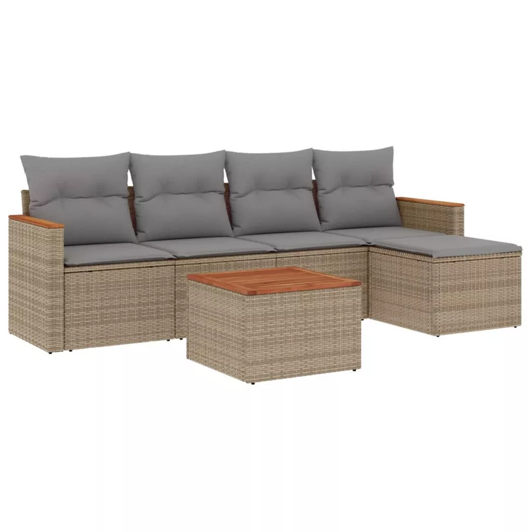 Salon de jardin modulable Vidaxl rotin beige 6 pieces 6 personnes