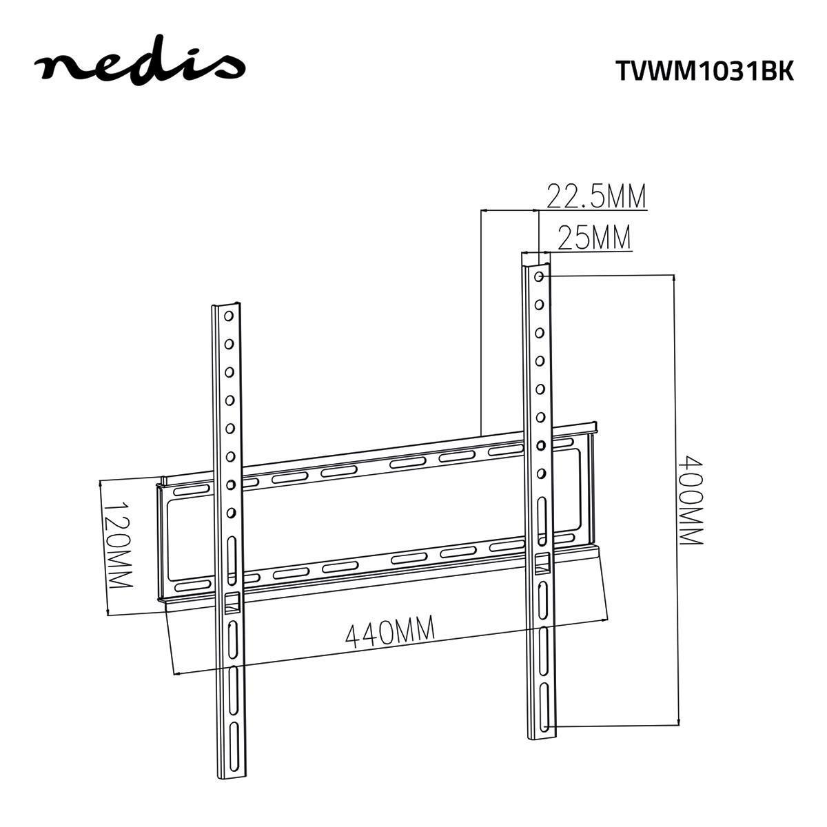 Nedis  Feste TV-Wandhalterung | 23-55 " | Maximales Gewicht des Bildschirms: 35 kg | Minimaler Wandabstand: 23 mm | Stahl | Schwarz 