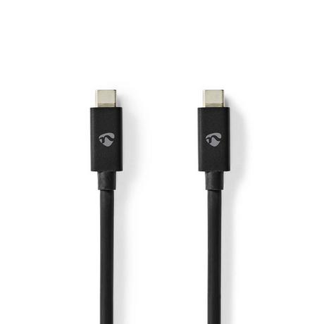 Nedis  USB-Kabel | USB 4.0 Gen 2x2 | USB-C™ Hane | USB-C™ Hane | 240 W | 8K@60Hz | 20 Gbps | Nickelplaterad | 2,00 m | Rund | PVC | Svart | Kuvert 