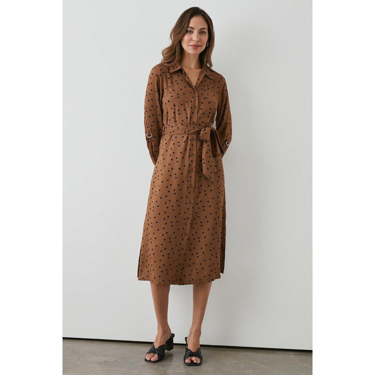 Image of Midi Hemd Kleid Bindegürtel Unisex Braun 40