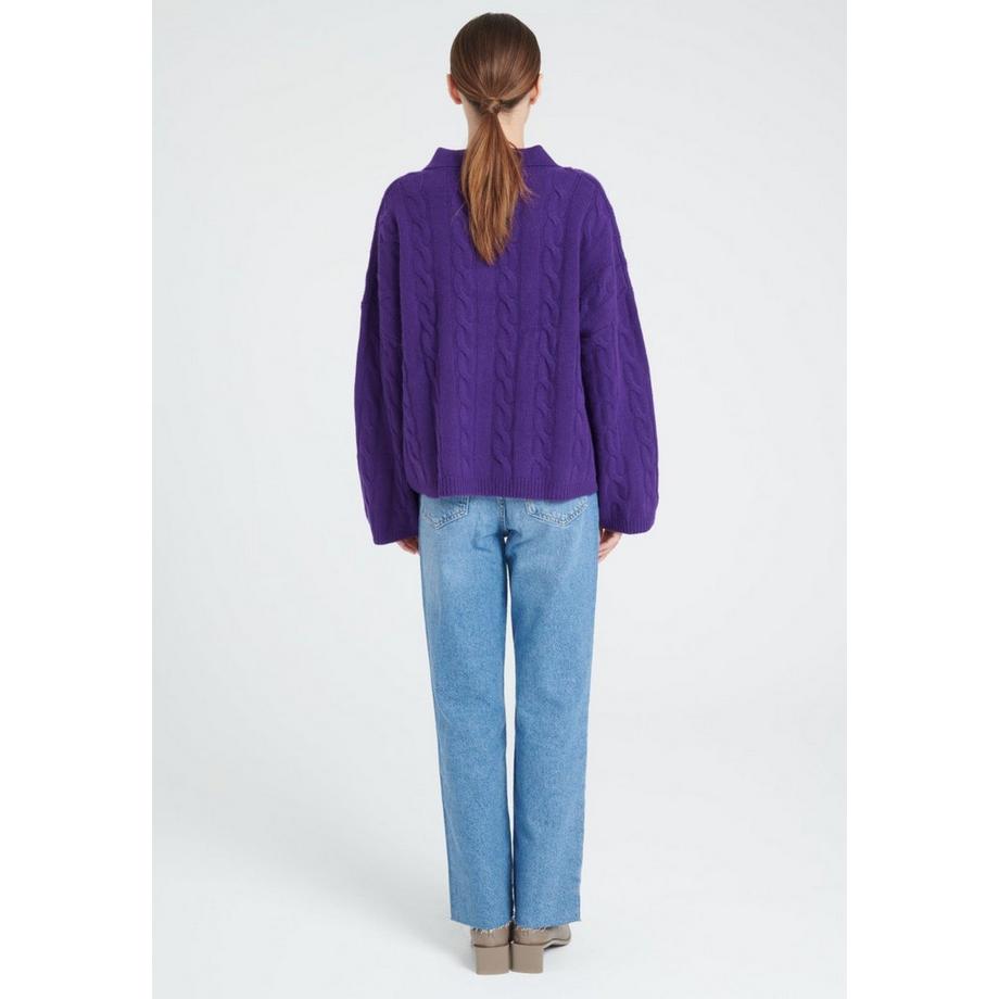 Studio Cashmere8 ZAYA 5 Polo Pull Maille Torsadée 6 Fils  