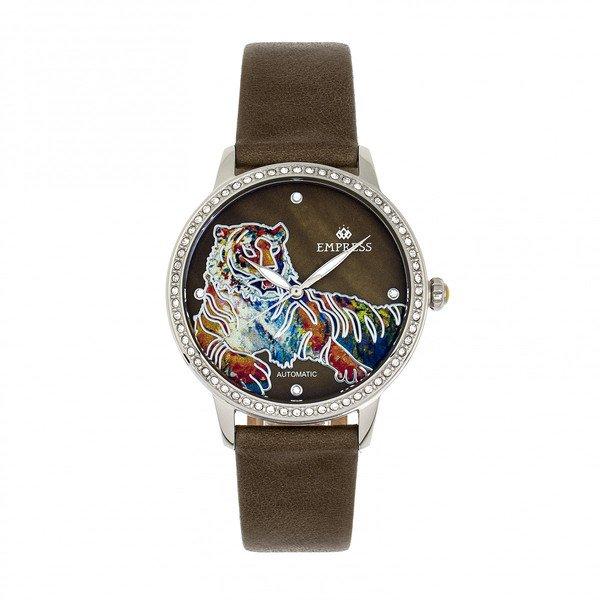 Image of Diana Automatische Gravierte Mop Lederarmbanduhr Damen Olivegrün ONE SIZE