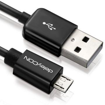 deleyCON USB - micro USB câble USB 3 m USB 2.0 USB A Micro-USB B Noir