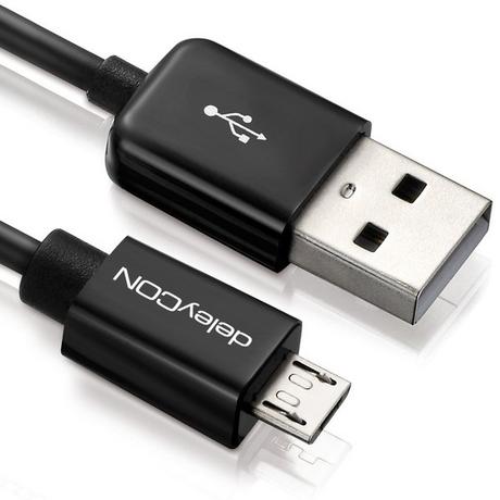 deleyCON  deleyCON USB - micro USB USB Kabel 3 m USB 2.0 USB A Micro-USB B Schwarz 