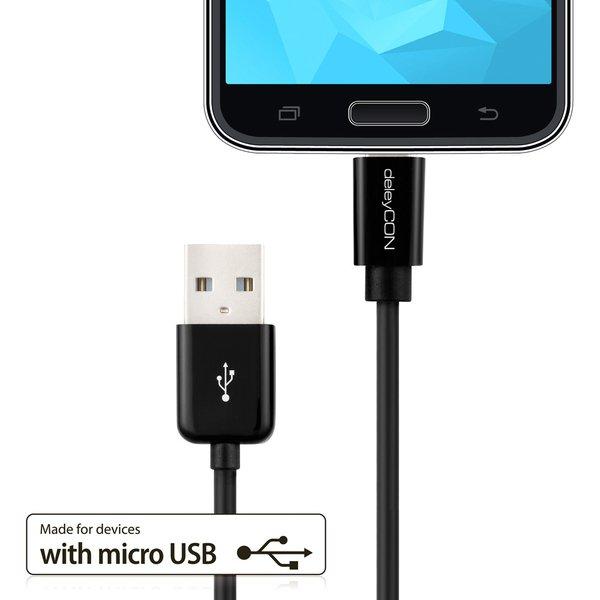 deleyCON  deleyCON USB - micro USB USB Kabel 3 m USB 2.0 USB A Micro-USB B Schwarz 