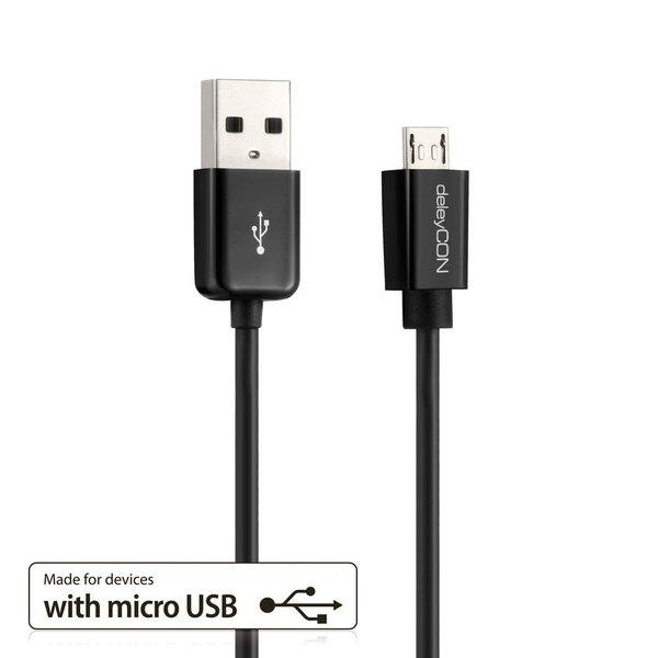 deleyCON  deleyCON USB - micro USB USB Kabel 3 m USB 2.0 USB A Micro-USB B Schwarz 