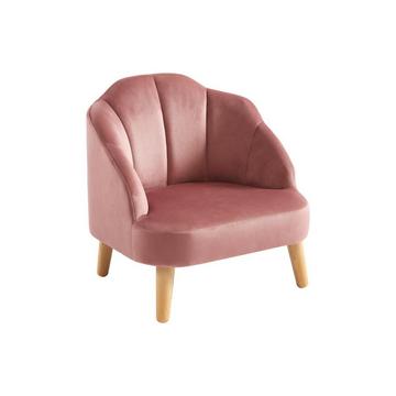 Fauteuil pour enfant en velours rose COBACA