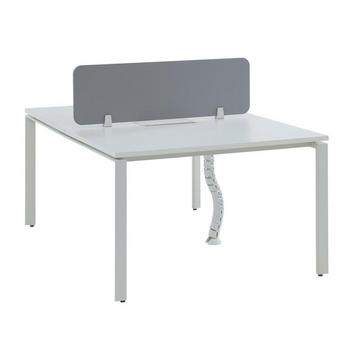 Schreibtisch Bench-Tisch für 2 Personen + Trennwand - L. 120 cm - Weiß - DOWNTOWN