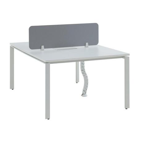 Vente-unique Schreibtisch Bench-Tisch für 2 Personen + Trennwand - L. 120 cm - Weiß - DOWNTOWN  