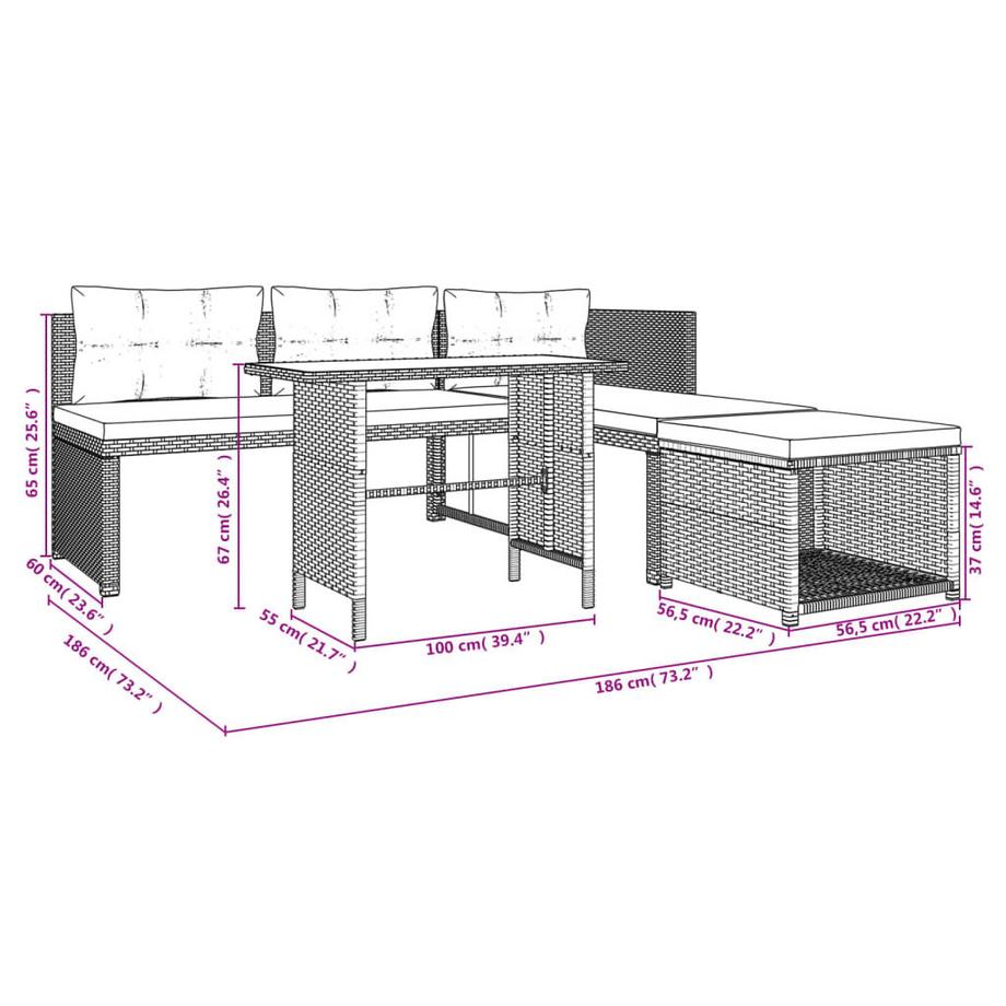 VidaXL set da pranzo da giardino Polirattan  