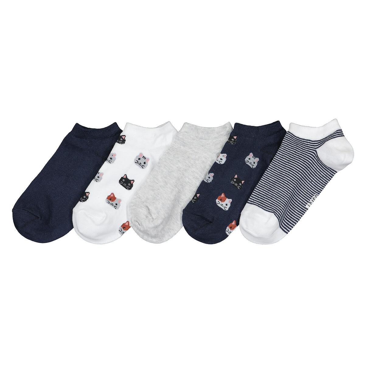 Image of 5 Paar Kurzsocken Damen Weiss Bedruckt 35-37