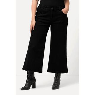 Ulla Popken  Culottes di jeans modello Mary con taglio della gamba ampio e lungo fino al polpaccio ed elasticizzazione 