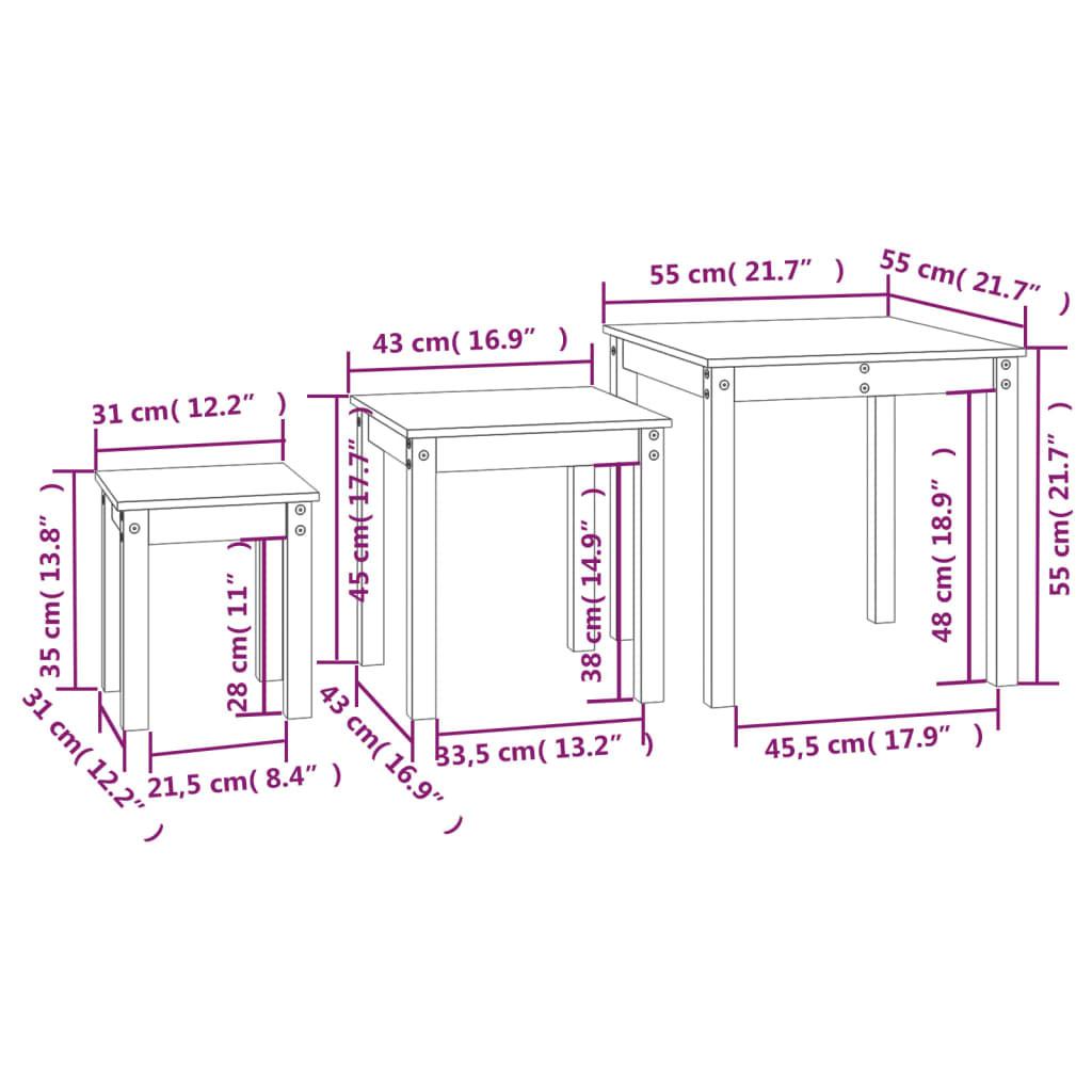 VidaXL Table gigogne bois de pin  