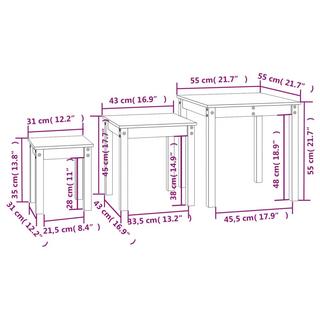 VidaXL Table gigogne bois de pin  