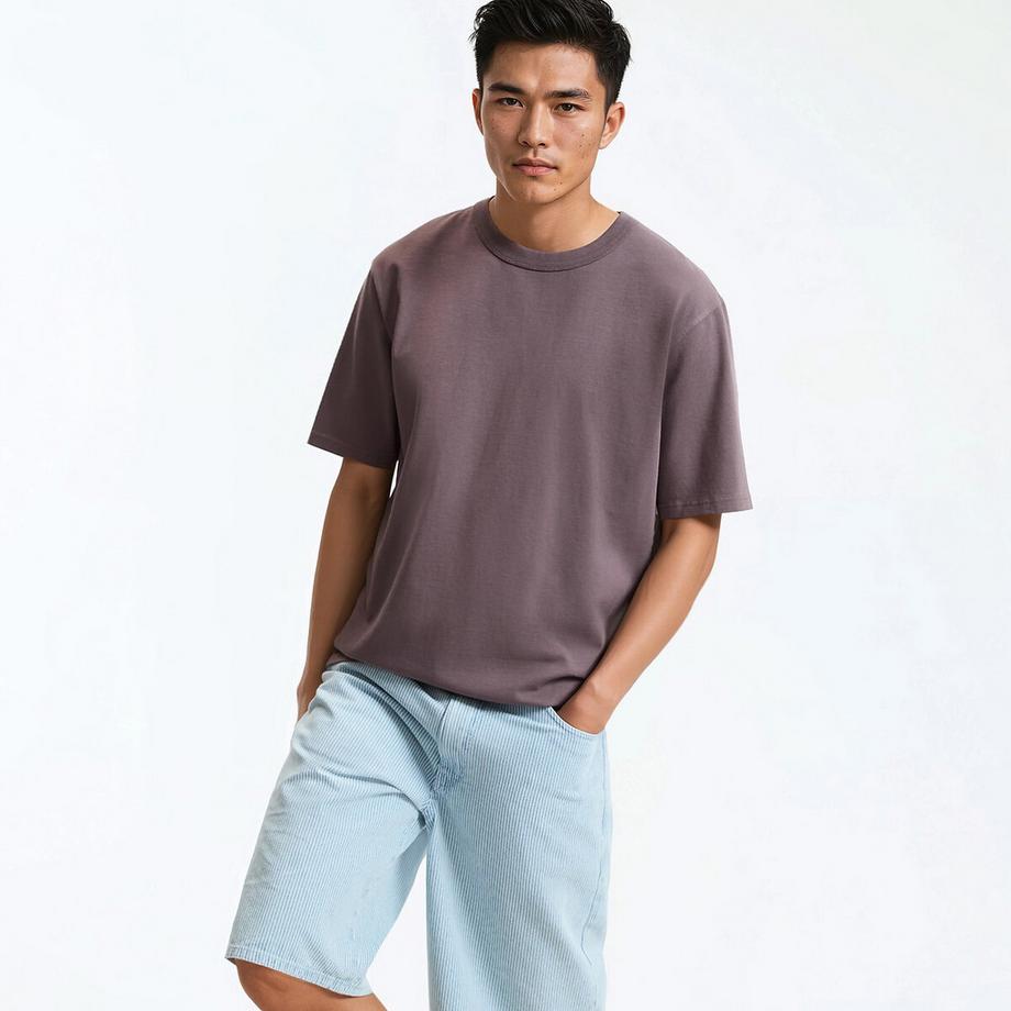 T-shirt en coton col rond manches courtes