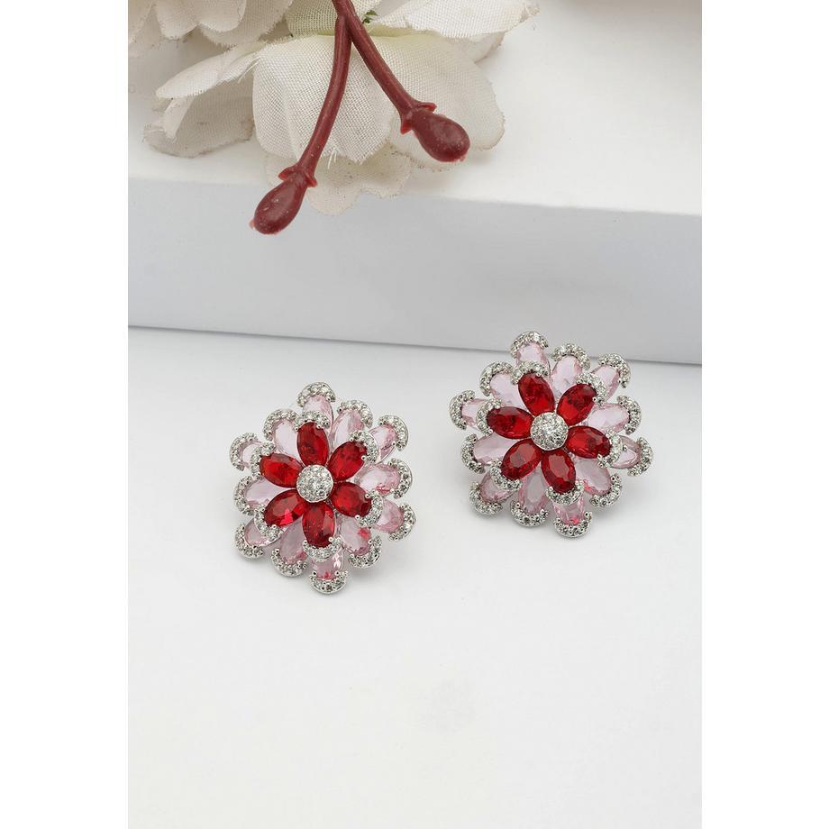 AVANT-GARDE PARIS  Rubin-Rote Florale Ohrringe 