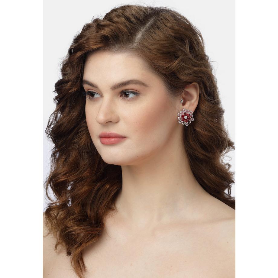 AVANT-GARDE PARIS  Rubin-Rote Florale Ohrringe 