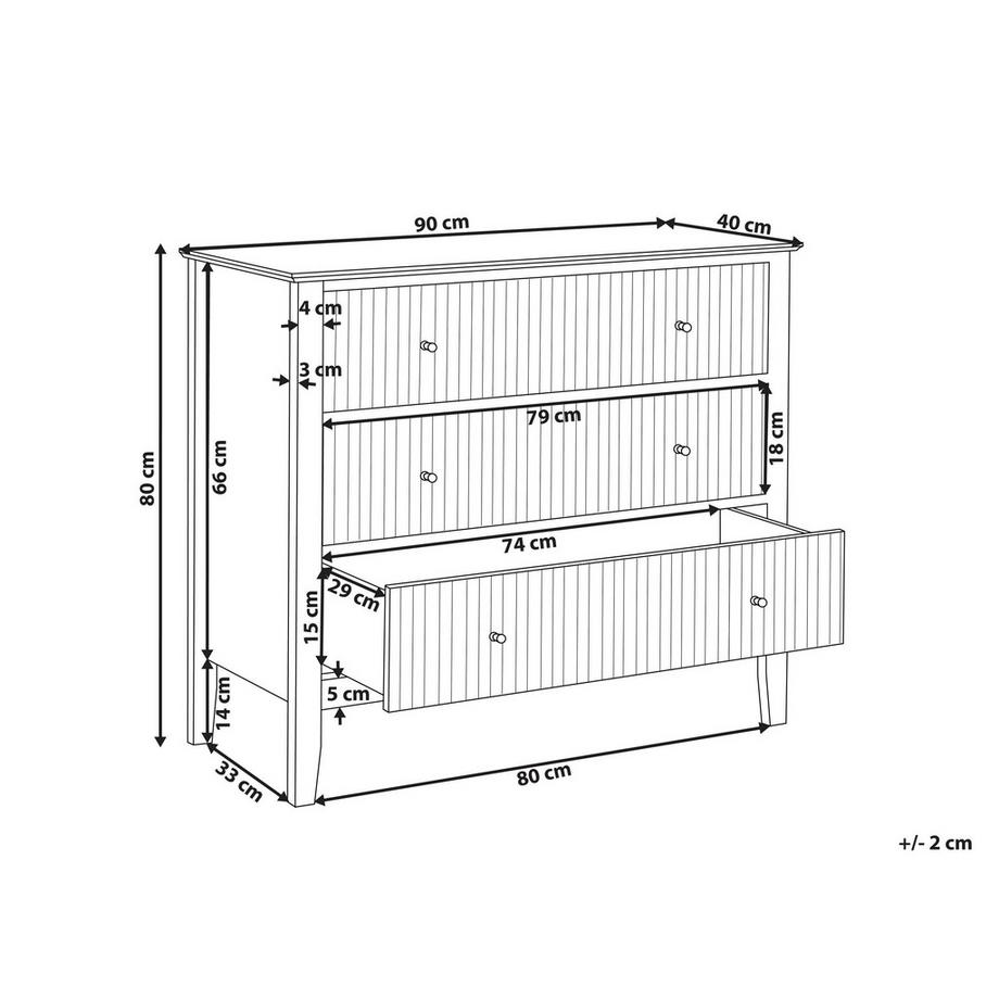Beliani Kommode mit 3 Schubladen aus MDF-Platte  ASSISI  