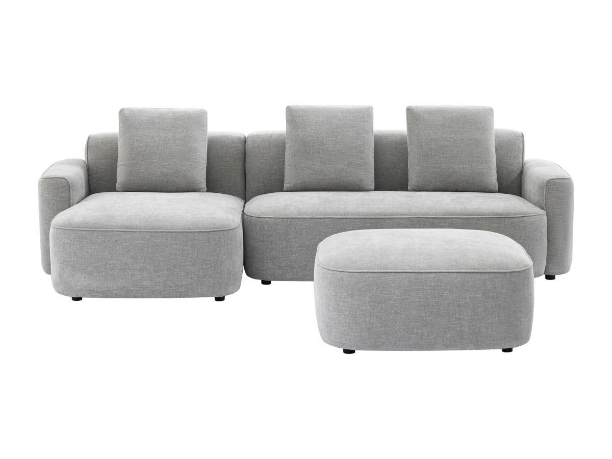 Vente-unique Ecksofa & Hocker - Ecke links - Strukturstoff - Grau - POMIANGO  