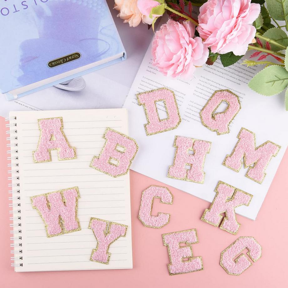 Alopini Selbstklebende Chenille-Buchstabenpatches zum Aufbügeln auf Kleidung, Stoff, Schuhe, Taschen  