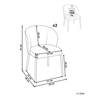Beliani Lot de 2 chaises de salle à manger en Tissu Moderne ZANA  