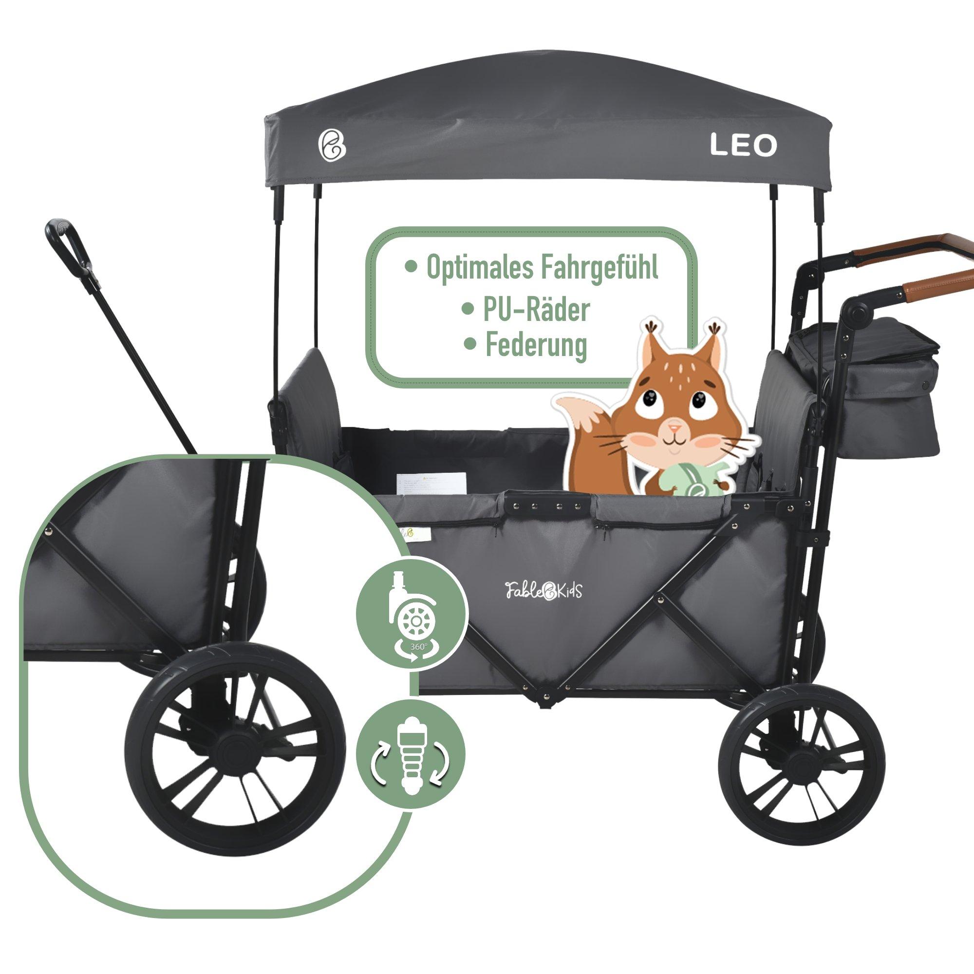 FableKids  Chariot pliable LEO X4Lite avec toit Chariot de transport pliable 