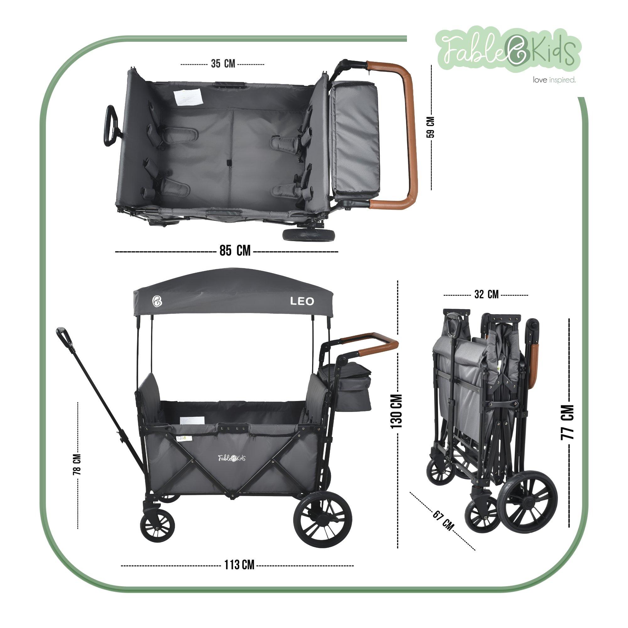 FableKids  Chariot pliable LEO X4Lite avec toit Chariot de transport pliable 