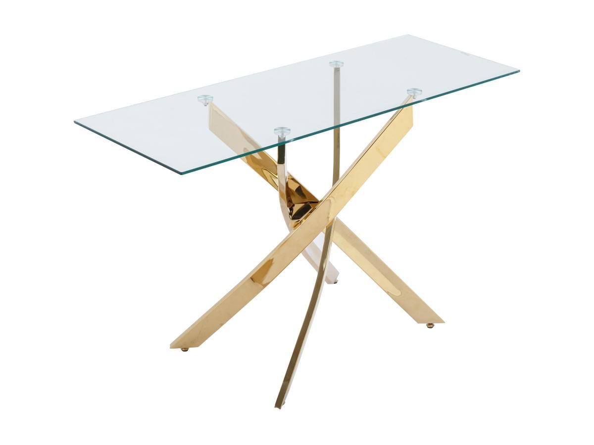 Vente-unique Console en verre trempé et métal doré - Transparent - COSIMA  