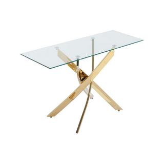 Vente-unique Console en verre trempé et métal doré - Transparent - COSIMA  