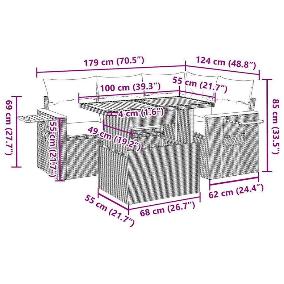 VidaXL Gartensofa set poly-rattan  