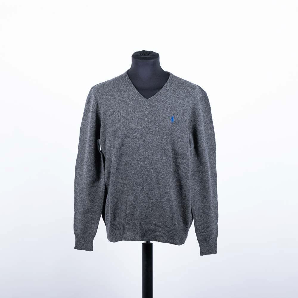 Image of Slim-fit Pullover Mit V-ausschnitt Unisex Grau L