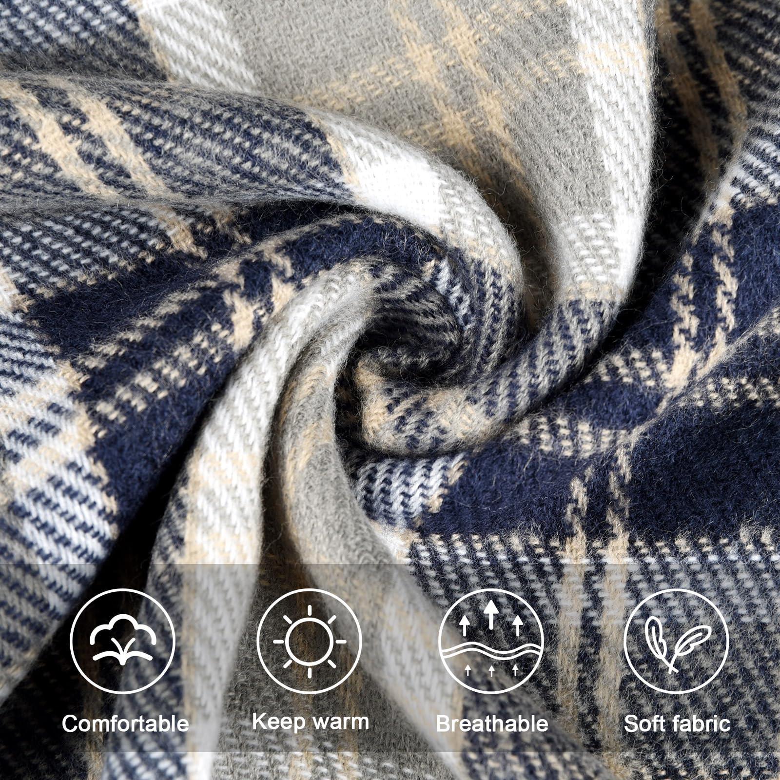 Only-bags.store Sciarpa Pashmina Invernale a Quadri con Nappe  